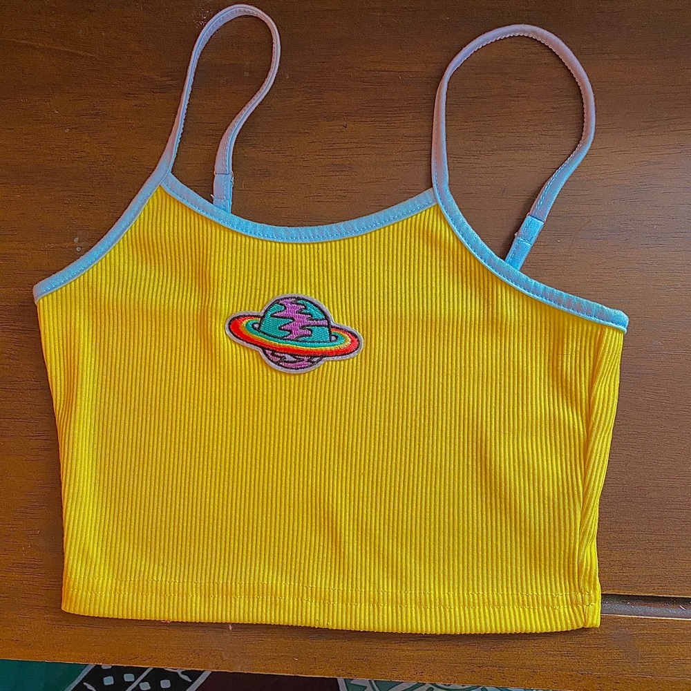 yellow tank top